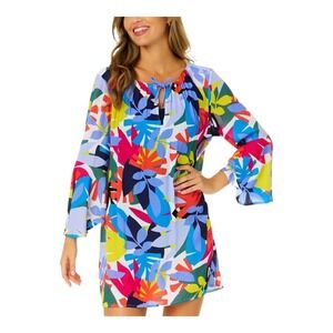 Anne Cole Women Bell Sleeve Cover Up Tropical Floral Multicolor XS/S NWT